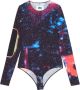 MM6 Maison Margiela graphic-print long-sleeve bodysuit Zwart - Thumbnail 1