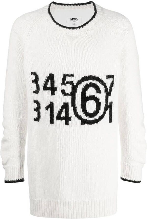 MM6 Maison Margiela Intarsia trui Wit