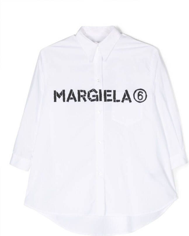 MM6 Maison Margiela Kids Blousejurk met logoprint Wit