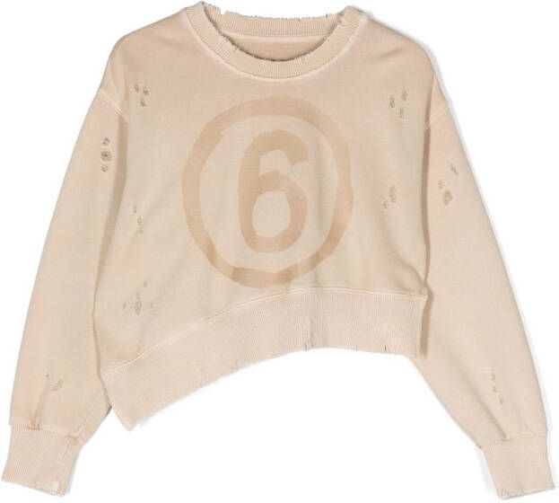 MM6 Maison Margiela Kids Asymmetrische sweater Beige