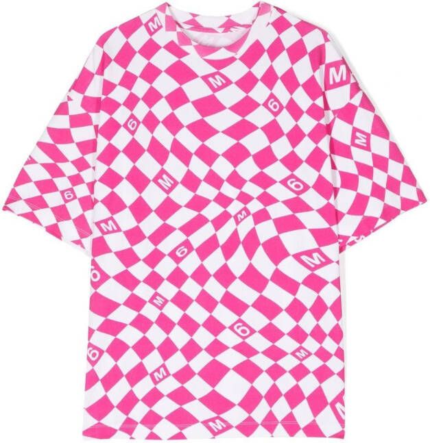 MM6 Maison Margiela Kids Geruit T-shirt Roze
