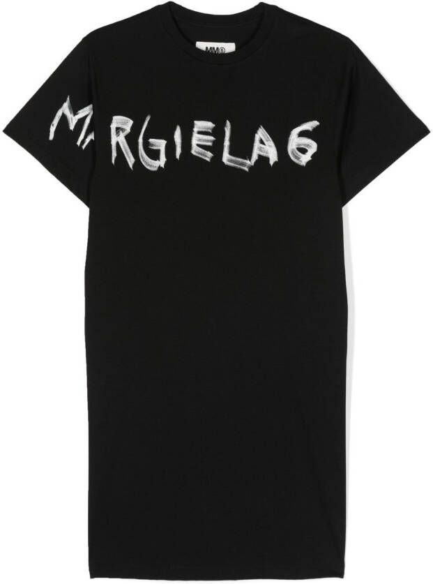 MM6 Maison Margiela Kids T-shirtjurk met logoprint Zwart