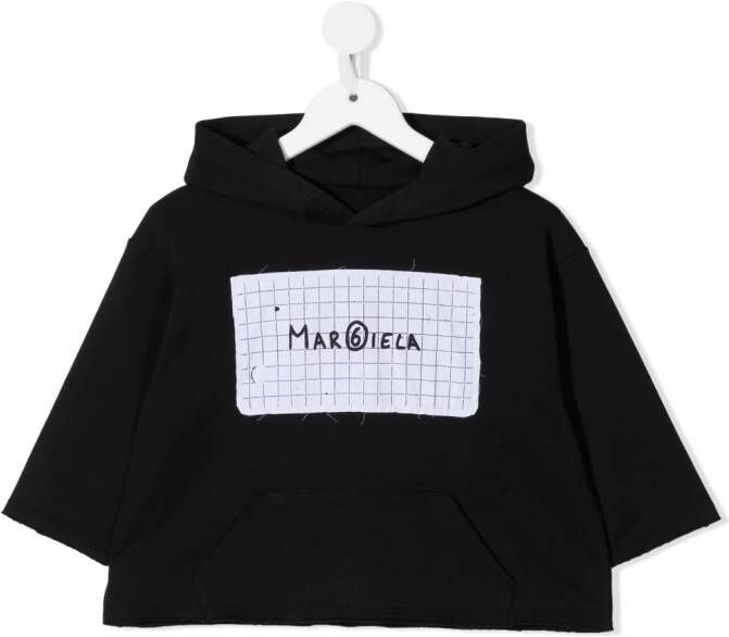 MM6 Maison Margiela Kids Hoodie met logopatch Zwart
