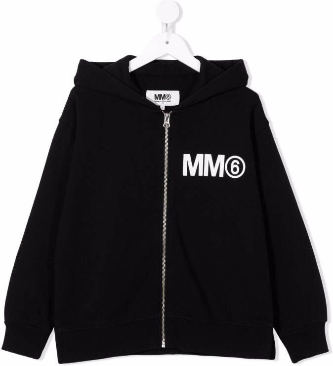 MM6 Maison Margiela Kids Hoodie met logoprint Zwart