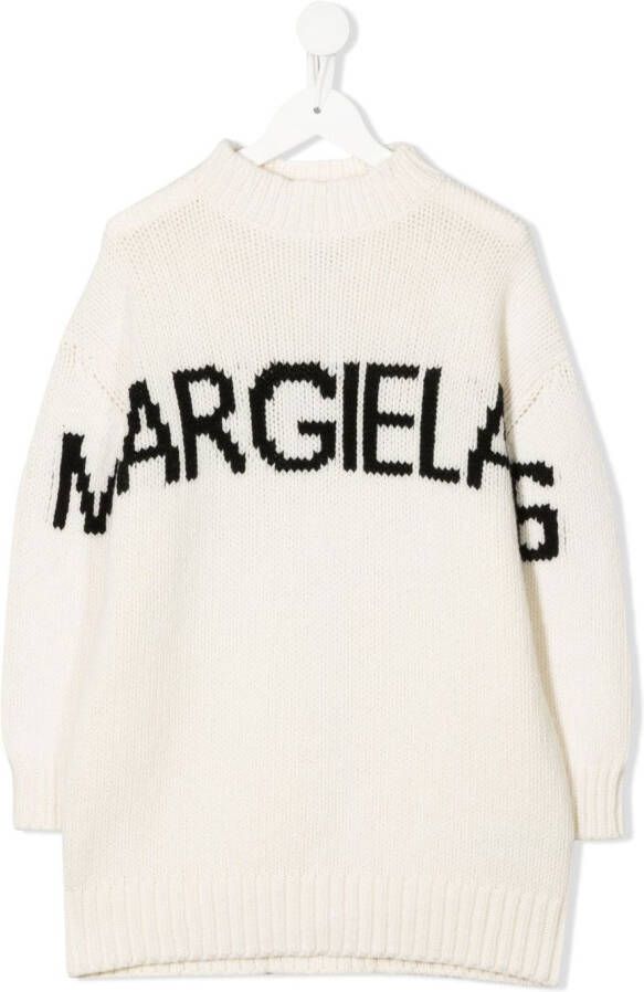 MM6 Maison Margiela Kids Intarsia sweaterjurk Beige
