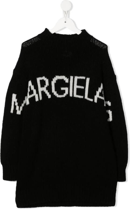 MM6 Maison Margiela Kids Intarsia sweaterjurk Zwart