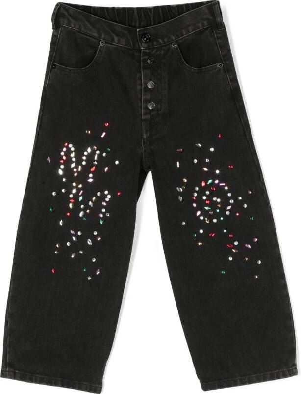 MM6 Maison Margiela Kids Jeans verfraaid met kristallen Zwart