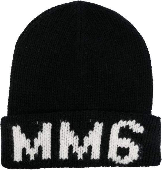 MM6 Maison Margiela Kids Muts met intarsia logo Zwart