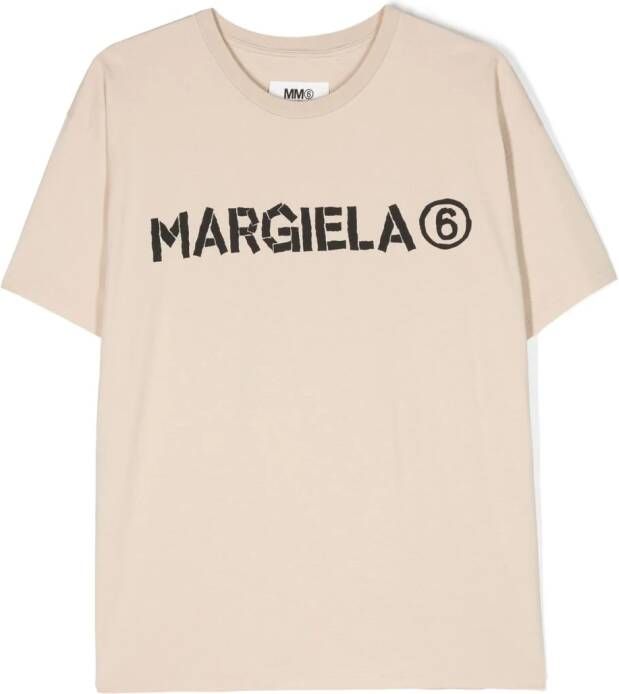 MM6 Maison Margiela Kids T-shirt met logoprint Beige