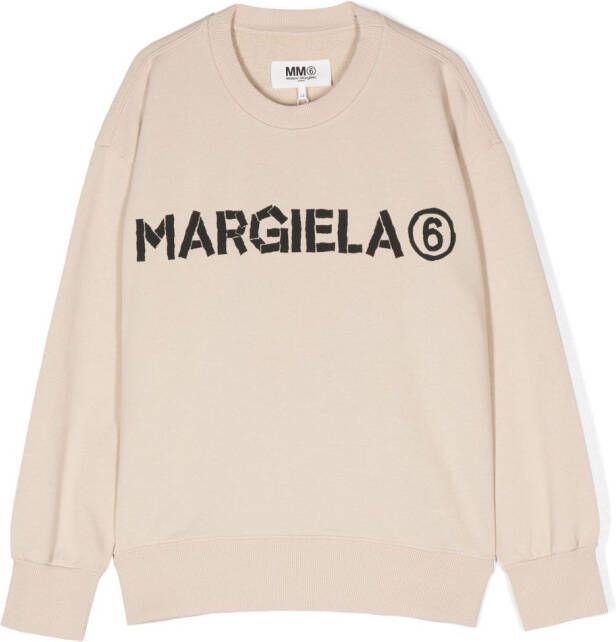 MM6 Maison Margiela Kids Sweater met logoprint Beige
