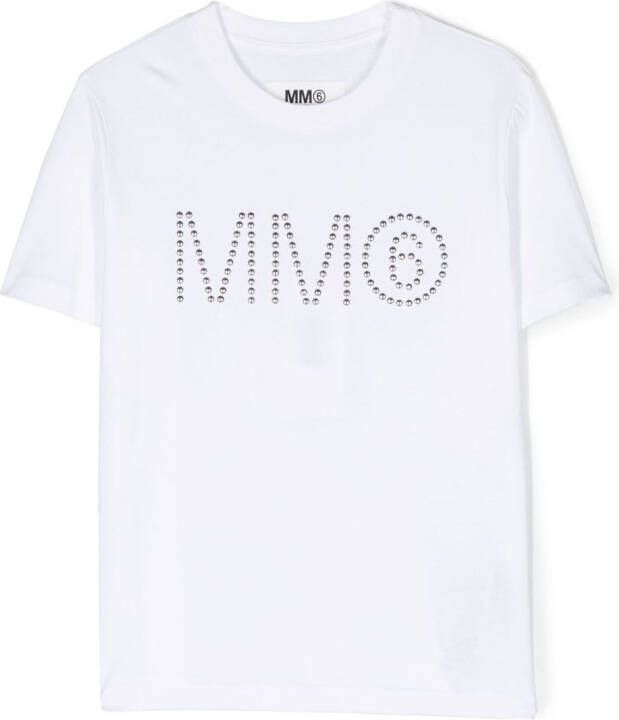 MM6 Maison Margiela Kids T-shirt verfraaid met studs Wit