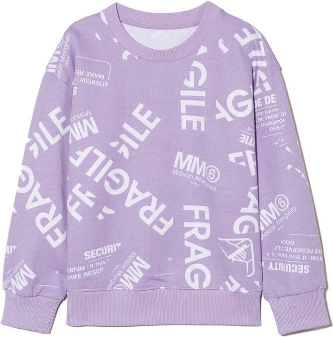 MM6 Maison Margiela Kids Sweater met logoprint Paars