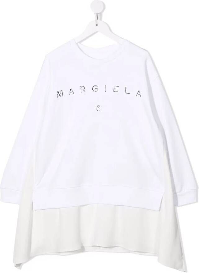 MM6 Maison Margiela Kids Sweaterjurk met logo van studs Wit
