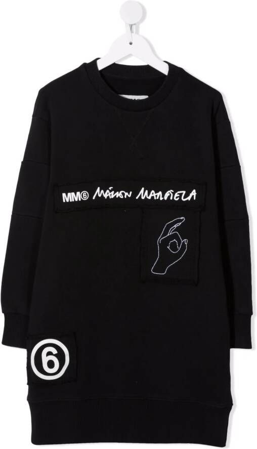 MM6 Maison Margiela Kids Sweaterjurk met logoband Zwart