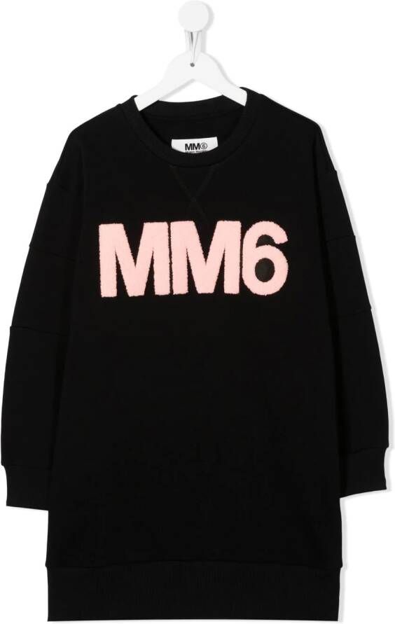 MM6 Maison Margiela Kids Sweaterjurk met logoprint Zwart