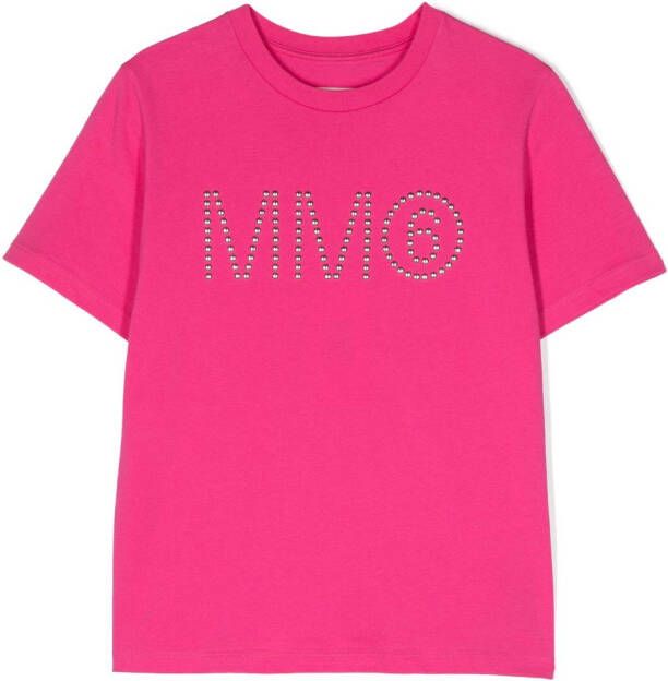 MM6 Maison Margiela Kids T-shirt met verfraaid logo Roze