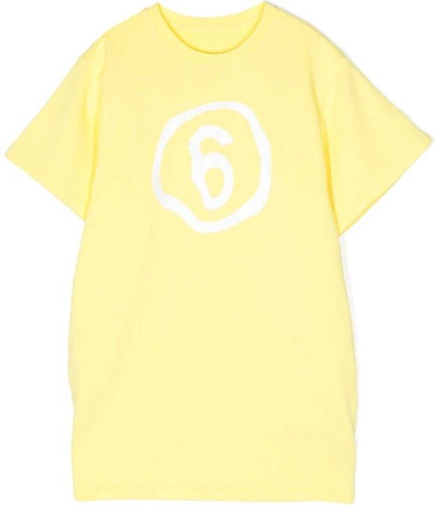 MM6 Maison Margiela Kids T-shirtjurk met logoprint Geel
