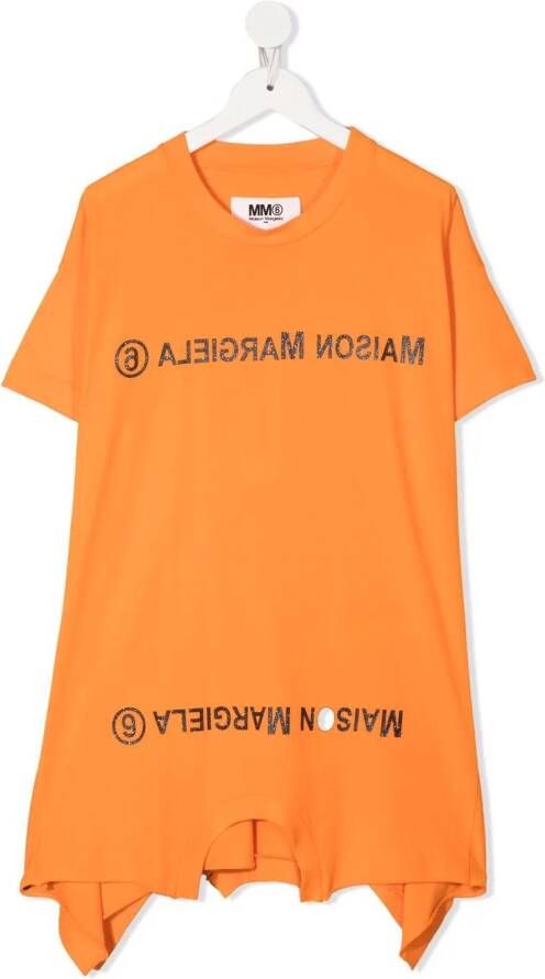 MM6 Maison Margiela Kids T-shirtjurk met logoprint Oranje