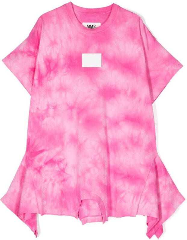 MM6 Maison Margiela Kids T-shirtjurk met tie-dye print Roze