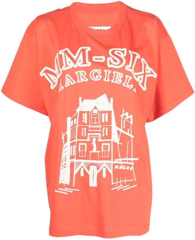 MM6 Maison Margiela T-shirt met logoprint Oranje