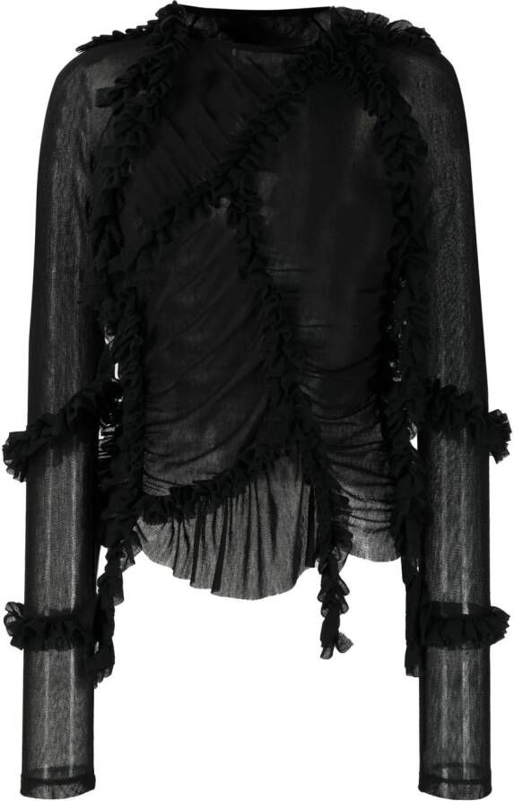 MM6 Maison Margiela Semi-doorzichtige blouse Zwart