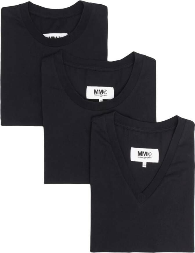 MM6 Maison Margiela Drie katoenen T-shirts Zwart