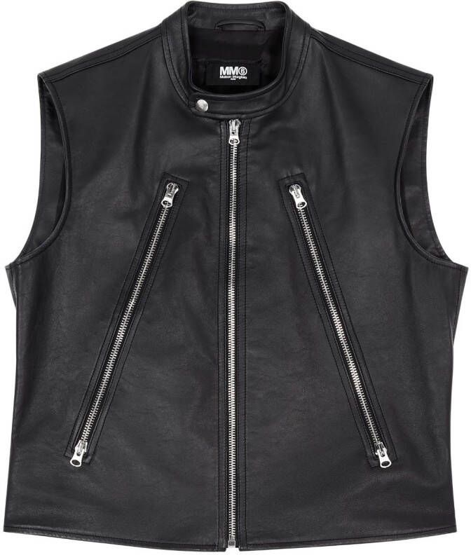 MM6 Maison Margiela Leren bodywarmer Zwart