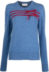 Molly Goddard bow-detail wool-cashmere sweater Blauw