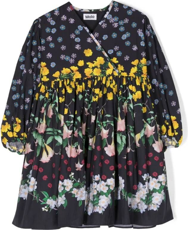 Molo Jurk met bloe print Blauw