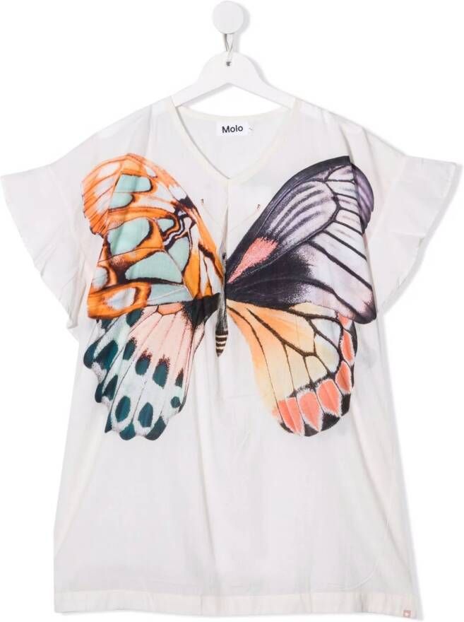 Molo Jurk met vlinderprint Beige