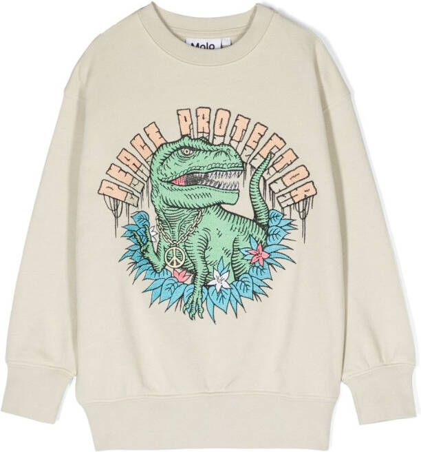 Molo Sweater met dinosaurusprint Beige