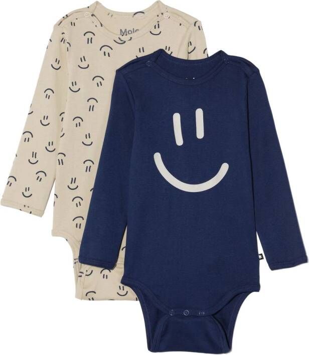 Molo Twee rompers met smiley-print Blauw
