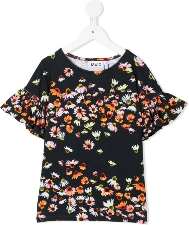 Molo T-shirt met bloe print Zwart