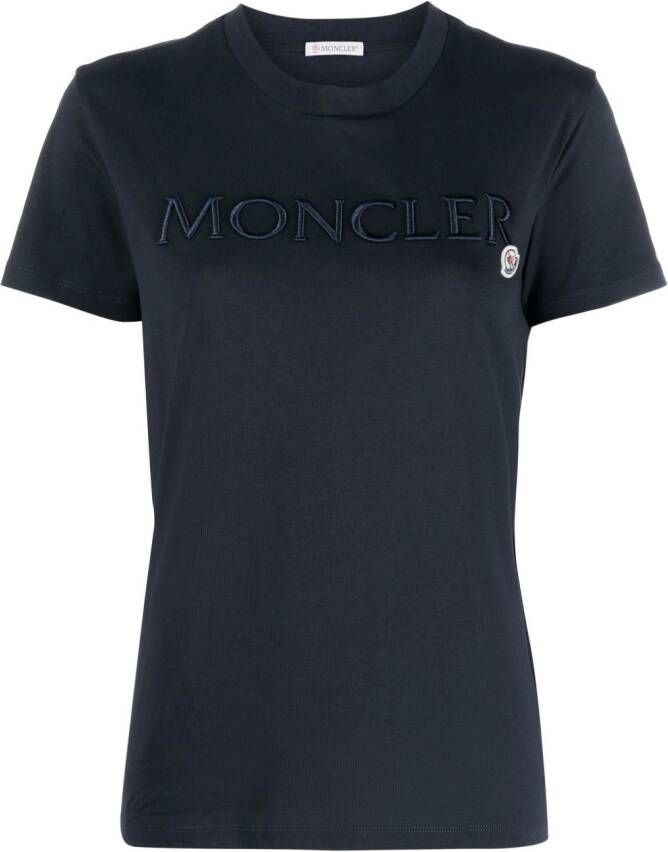 Moncler T-shirt met geborduurd logo Blauw