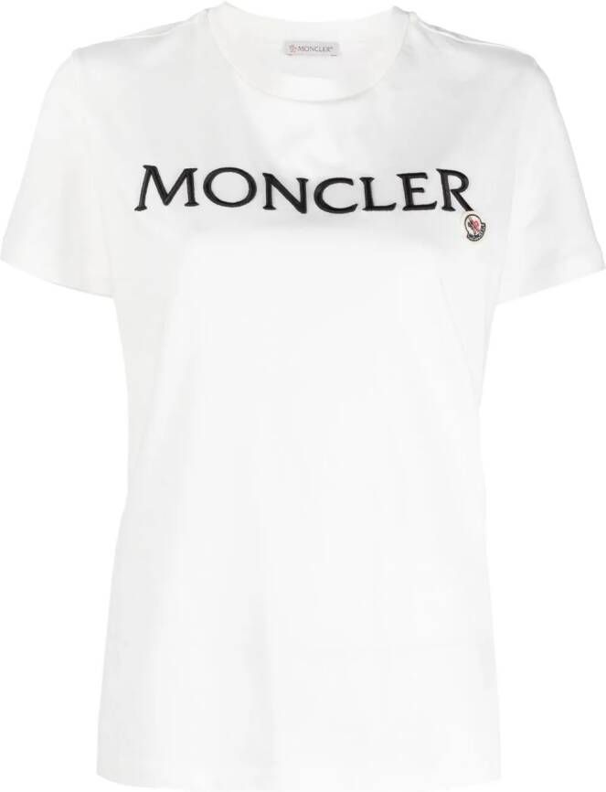 Moncler T-shirt met geborduurd logo Wit