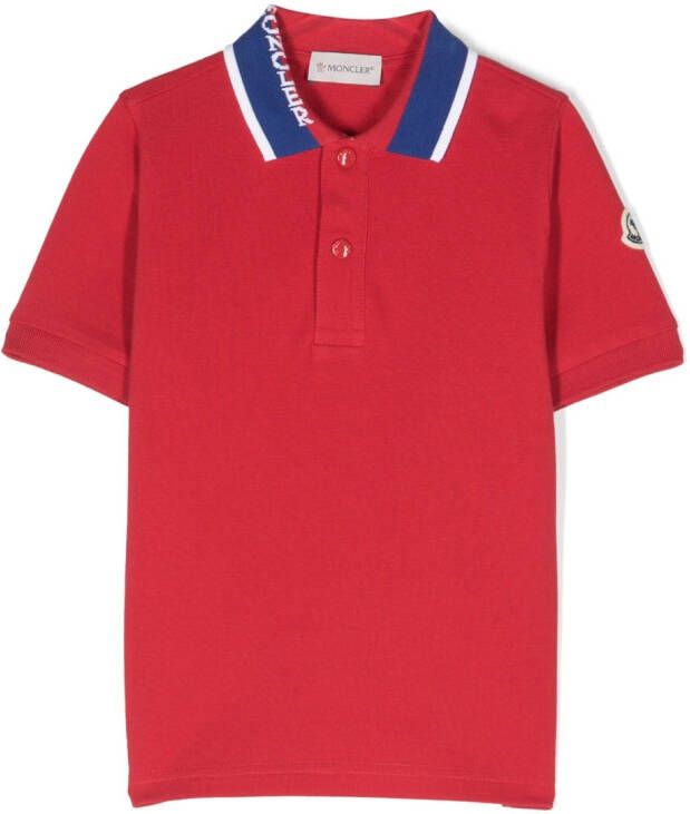 Moncler Enfant Poloshirt met contrasterende kraag Rood