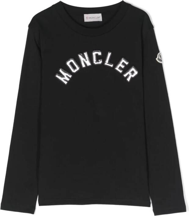 Moncler Enfant T-shirt met logo-reliëf Zwart
