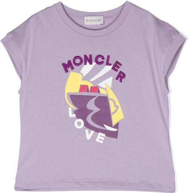 Moncler Enfant T-shirt met geborduurd logo Paars