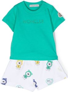 Moncler Enfant Shorts met geborduurd logo Groen