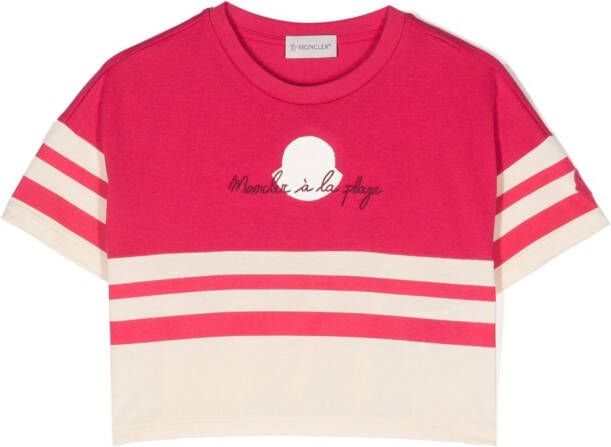 Moncler Enfant T-shirt met geborduurde tekst Roze