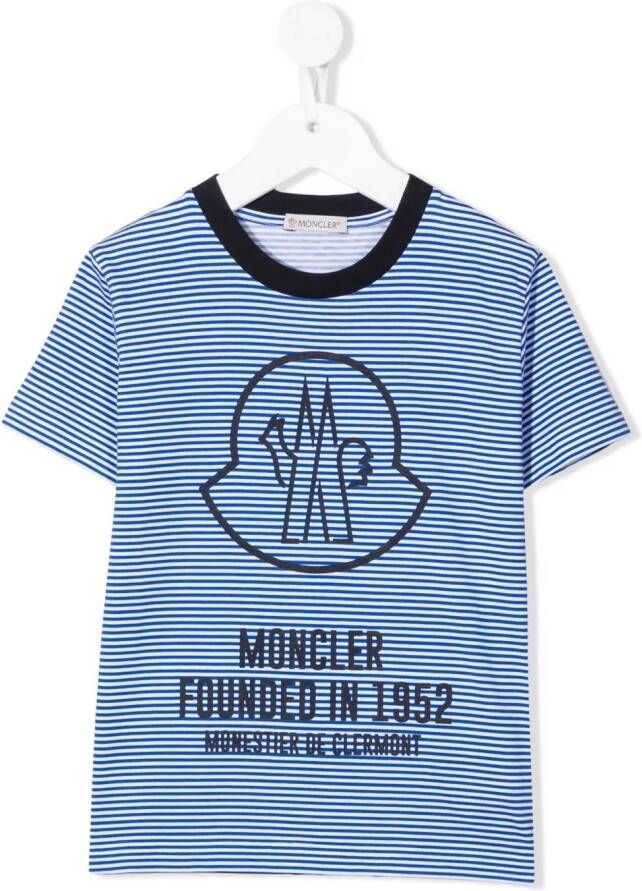 Moncler Enfant Gestreept T-shirt Blauw