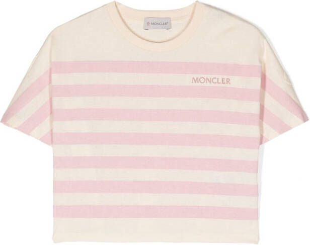 Moncler Enfant Gestreept T-shirt Roze
