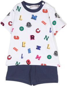 Moncler Enfant Shirt en shorts met print Blauw