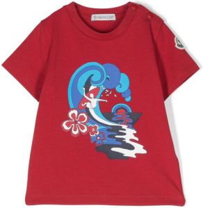 Moncler Enfant T-shirt met print Rood