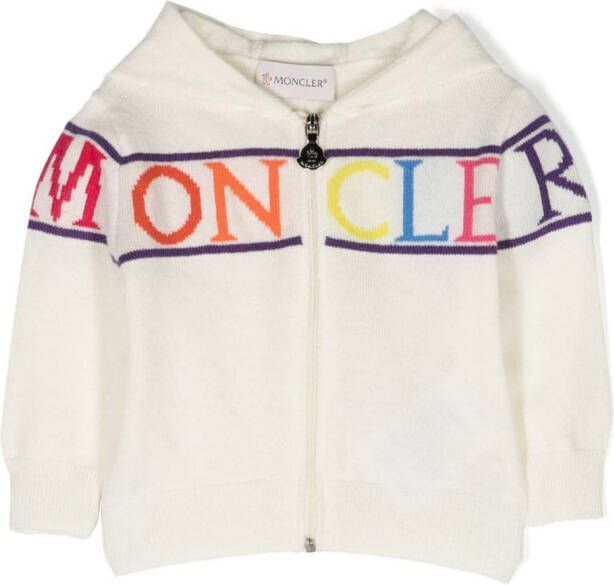 Moncler Enfant Intarsia hoodie Wit