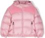 Moncler Enfant Isa donsjack met fluwelen vlak Roze - Thumbnail 1