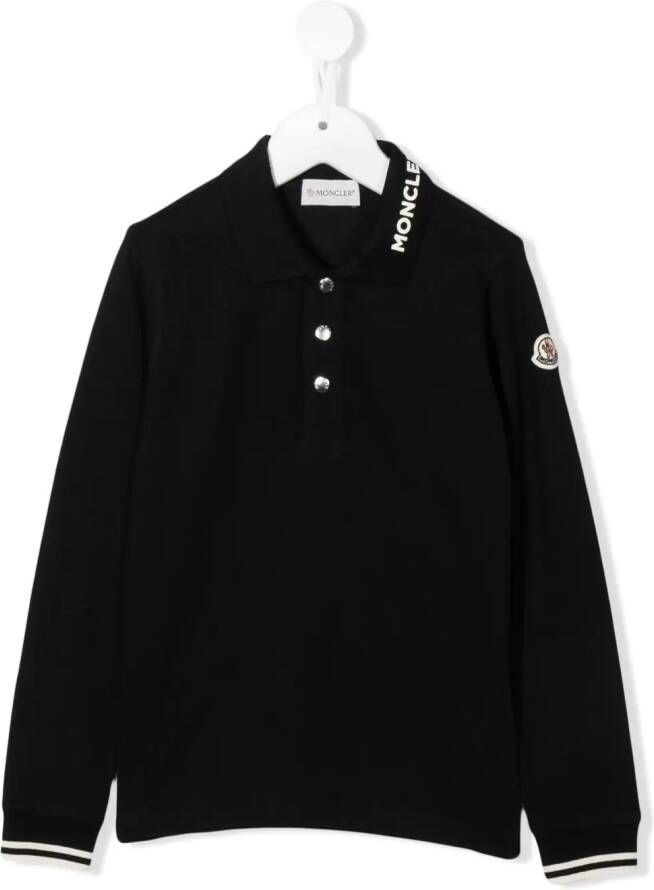 Moncler Enfant Poloshirt met logo Zwart