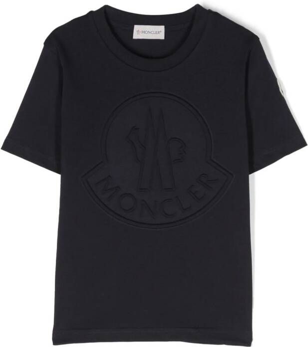 Moncler Enfant T-shirt met logo-reliëf Blauw