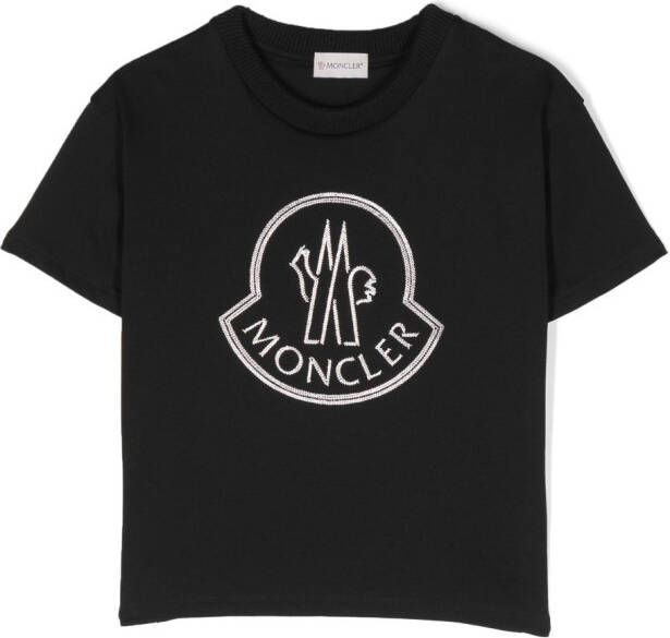 Moncler Enfant T-shirt met geborduurd logo Zwart