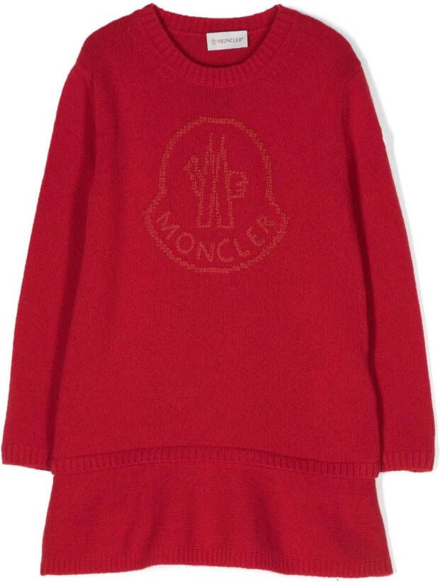 Moncler Enfant Jurk met geborduurd logo Rood